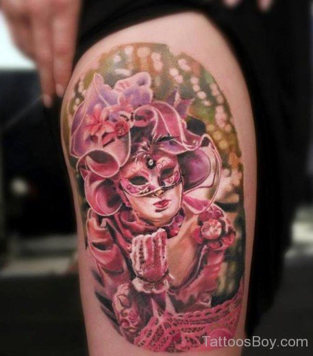 Attractive Venetian Mask Tattoo Design-TB1002