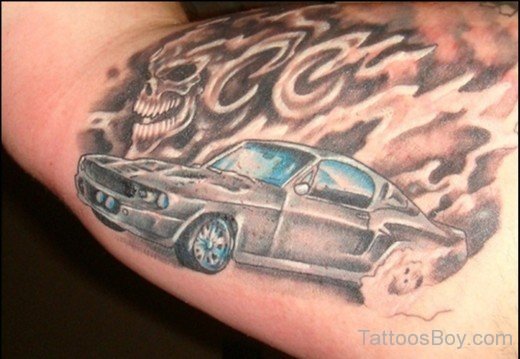 Awesome Car Tattoo On Bicep-TB105
