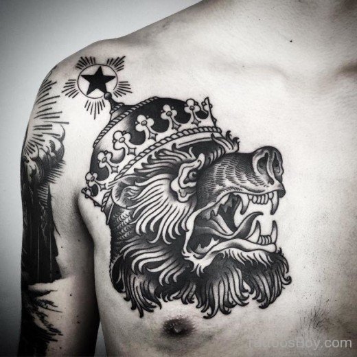Awesome Crown Tattoo On Chest-TB1008