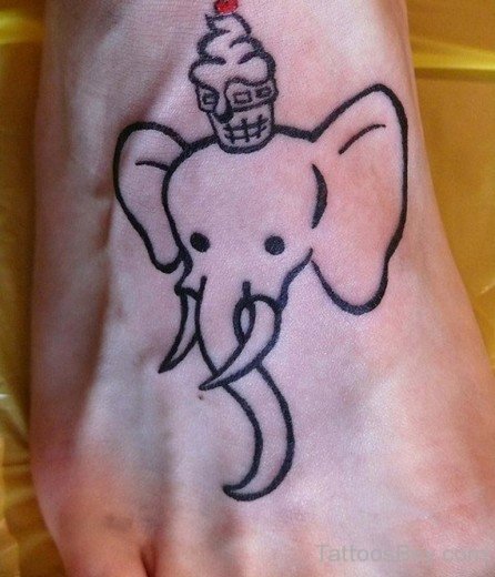 Elephant Face Tattoo On Foot