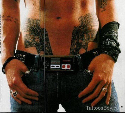 Awesome Gun Tattoo On Waist 7-TB1011