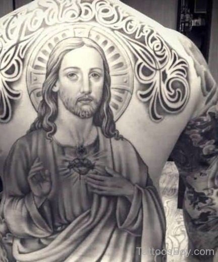 Awesome Jesus Tattoo On Back 5-TB14014