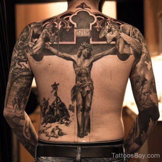 Awesome Jesus Tattoo On Back-TB14015