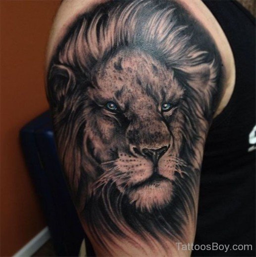 Awesome Lion Tattoo On Shoulder-TB1013