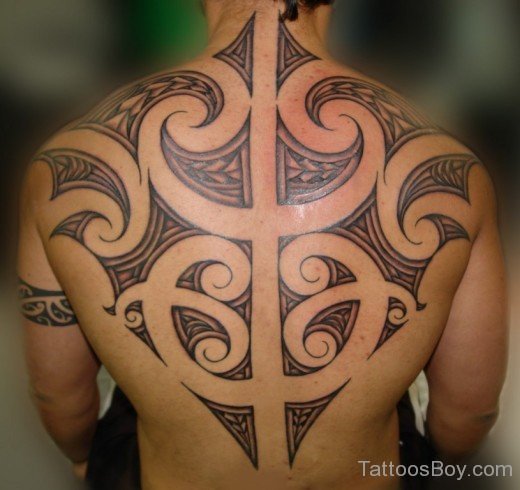 Awesome Maori Tribal Tattoo On Back-TB1014