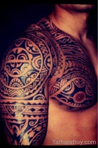 Maori Tribal Tattoo On Chest-TB1016