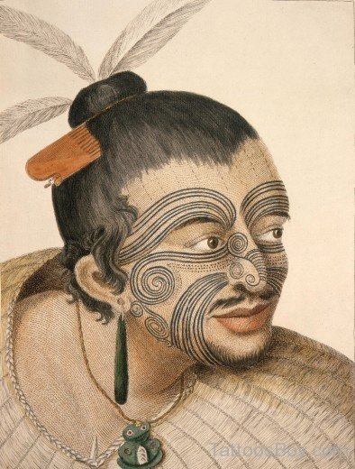 Awesome Maori Tribal Tattoo On Face-TB1017