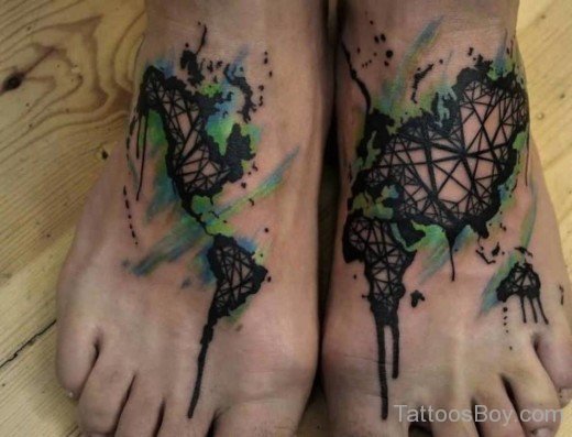 Awesome Map Tattoo On Foot 4-TB1013