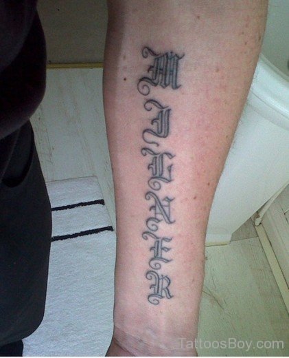 Awesome Old English Tattoo On Arm - TB102