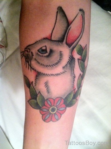 Awesome  Rabbit And Flower Tattoo-TB109