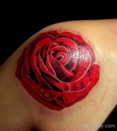 Awesome Rose Tattoo On Shoulder-TB12010