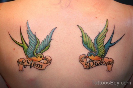 Awesome Sparrow Tattoo On Back-Tb1015