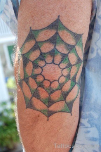 Awesome Spiderweb Tattoo On Elbow