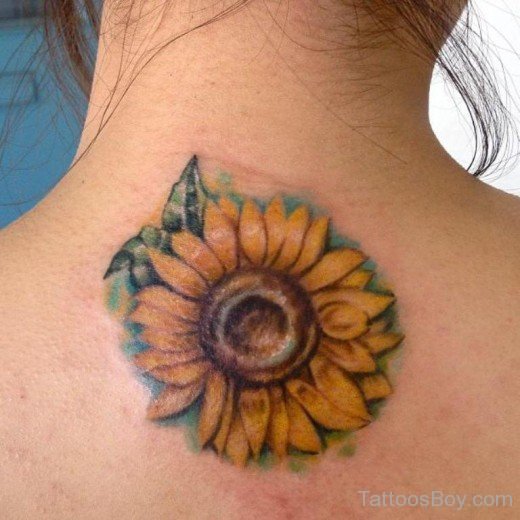  Sunflower Tattoo On Nape-TB1208