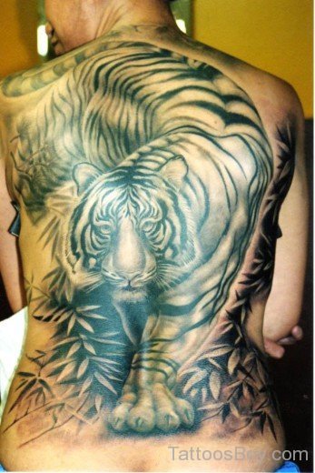 Awesome Tiger Tattoo On Back-TB1014