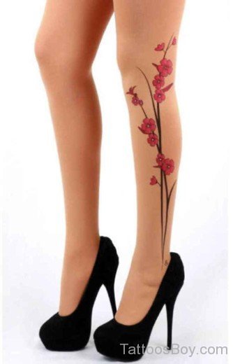 Beautiful Flower Tattoo On Leg-TB12015
