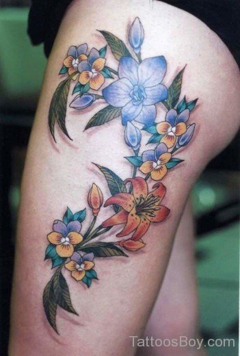 Beautiful Flower Tattoo On Thigh-TB1013