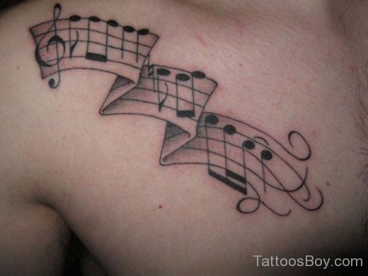 Beautiful Music Tattoo On Chest- TB1012