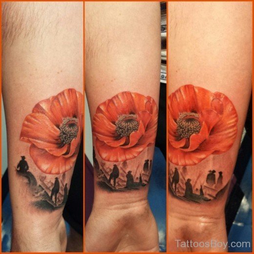 Beautiful Poppy Flower Tattoo On Wrist-TB1009