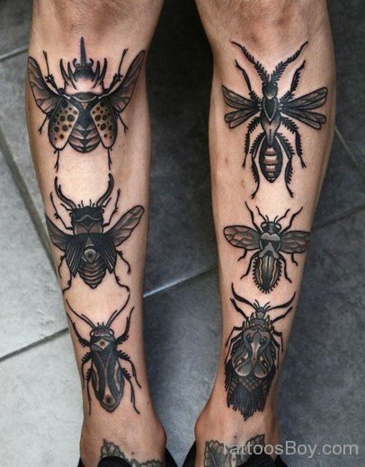 Bee Tattoo On Leg