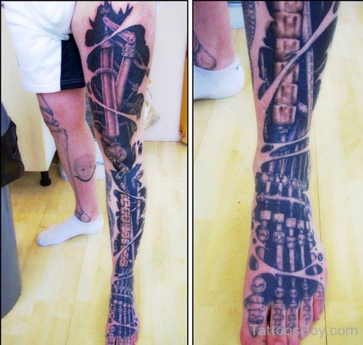 Biomechanical Tattoo Design On Leg-TB12020