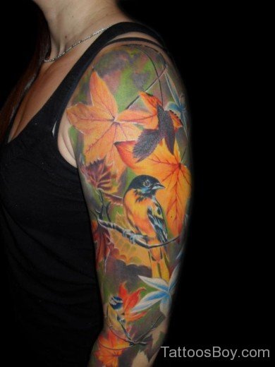 Bird And Leaf Tattoo-TB1028