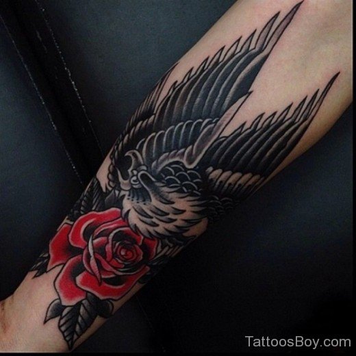 Bird And Rose Tattoo