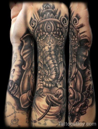 Black And Grey Ganesha Tattoo-TB1017