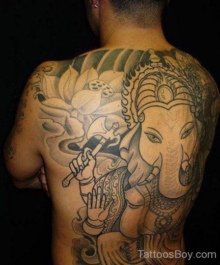 Black And Grey Lord Ganesha Hinduism Tattoo-TB114