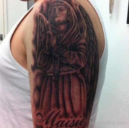 Black And Grey Memorial Angel Tattoo-TB1013