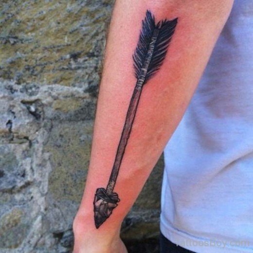 Black Arrow Tattoo On Arm -TB1438