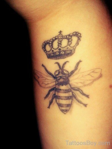 Black Bee And Crown Tattoo-TB1018