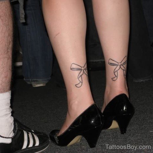 Black Bow Tattoo On Ankle