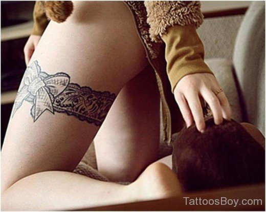 Black Bow Tattoo On Thigh-TB1019