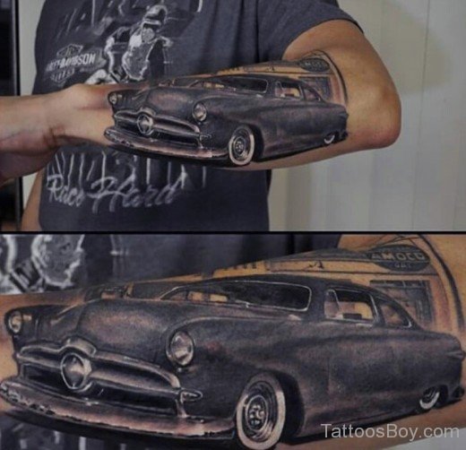 Black Car Tattoo On Arm-TB110