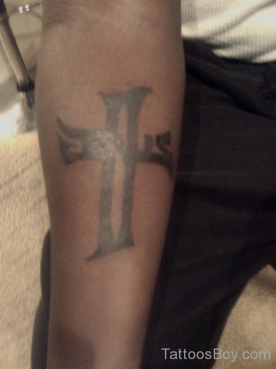 Black Cross Tattoo On Arm