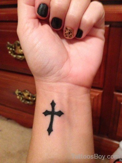 Black Cross Tattoo On Wrist-TB14024
