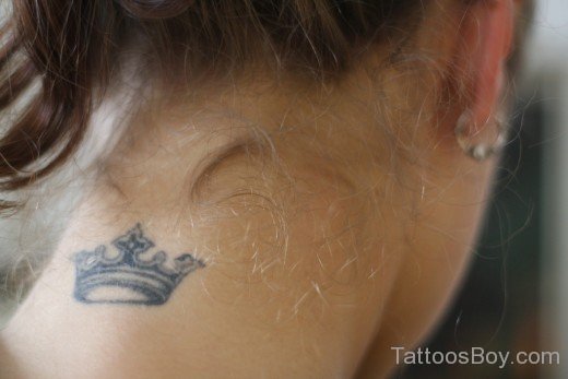 Black Crown Tattoo On Nape-TB1021