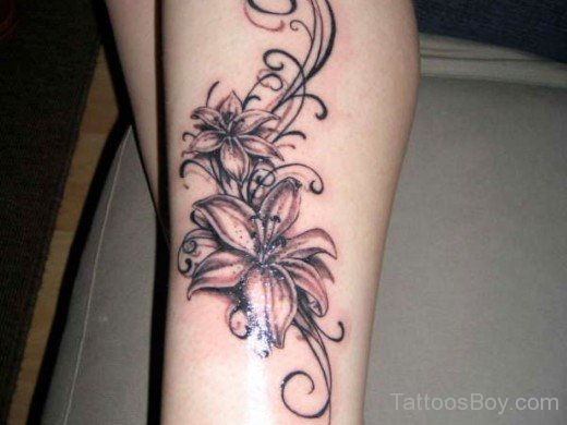 Black Flower Tattoo Design-TB12025