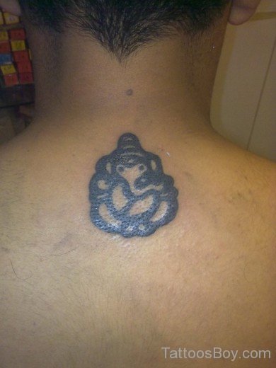 Black Ganesha Tattoo On Nape-TB1020