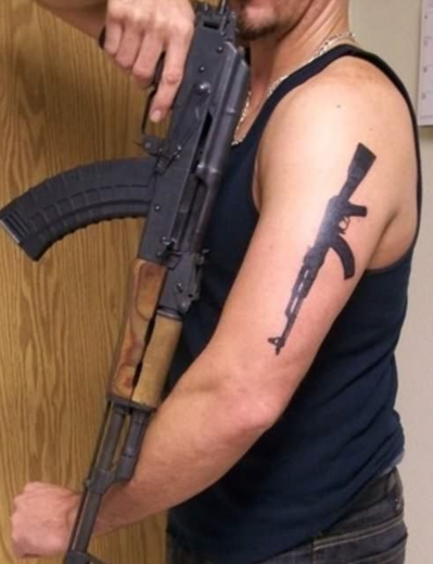 Black Gun Tattoo On Shoulder-TB1018
