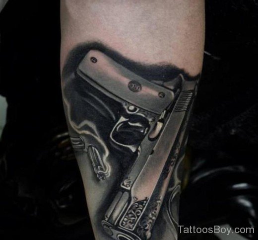 Black Gun Tattoo On Wrist 4-TB1019