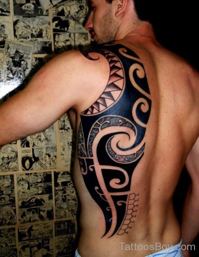 Maori Tribal Tattoo On Back-TB1027