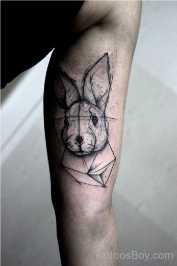 Black Ink Rabbit Head Tattoo-TB118