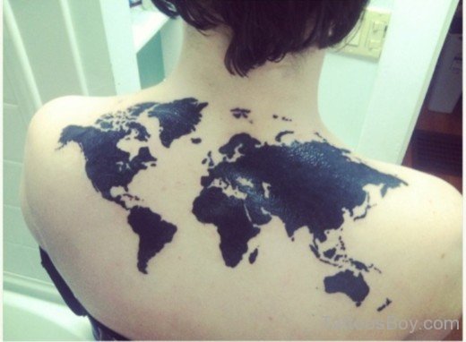 Black Inked Map Tattoo
