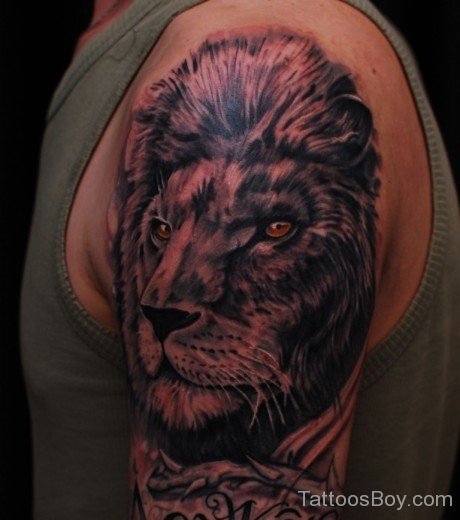Black Lion Tattoo On Half Sleeve-TB1017