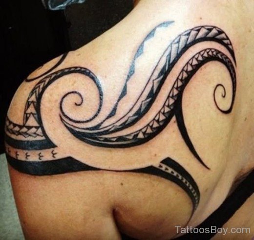 Black Maori Tribal Tattoo On Back-TB1037