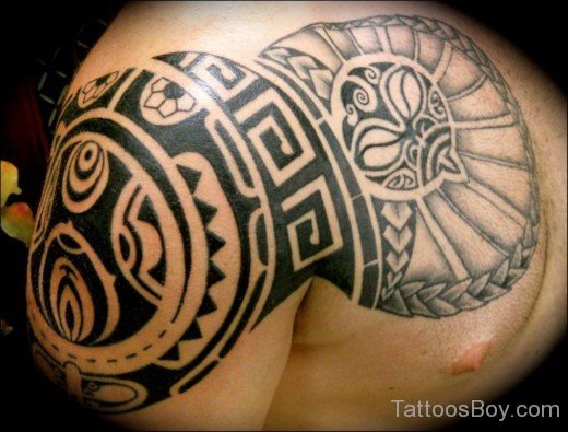 Black Maori Tribal Tattoo On Chest-TB1040
