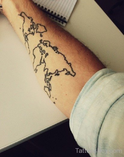Black Map Tattoo Design