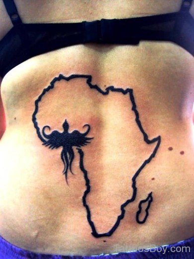 Black Map Tattoo On Lower Back-TB1019